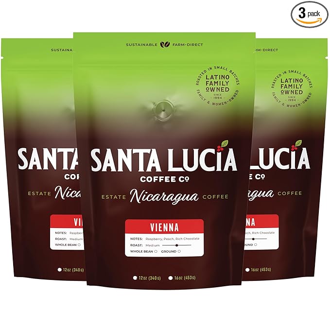 Specialty Volcanic Nicaraguan - Artisan Select Vienna Medium/Dark Roast Coffee - Warm & Balanced, Low Acid, 91 Point, Small Batch Roasted, Farm Direct, 100% Single-Origin, Whole Bean, 3 Pounds, 3-16oz