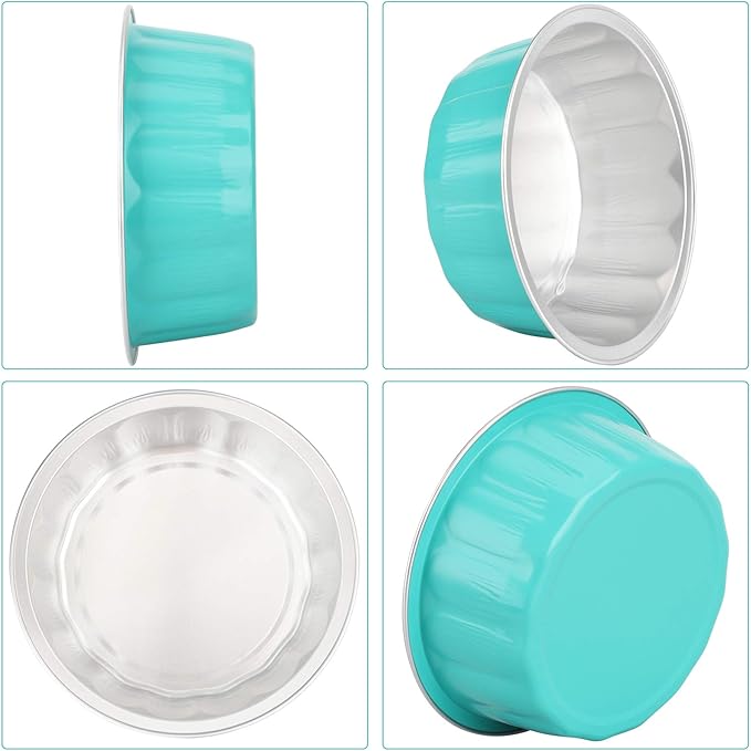 Beasea Aluminum Foil Baking Cups with Lids, 8oz 100 Pack Disposable, Blue, Perfect for Wedding, Birthday, and Other Occasions