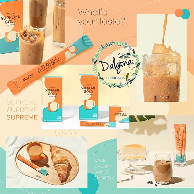 Maxim Supreme Gold Coffee - Korean Maxim Supreme Gold 3 in 1 Instant Coffee Latte 18 Sticks