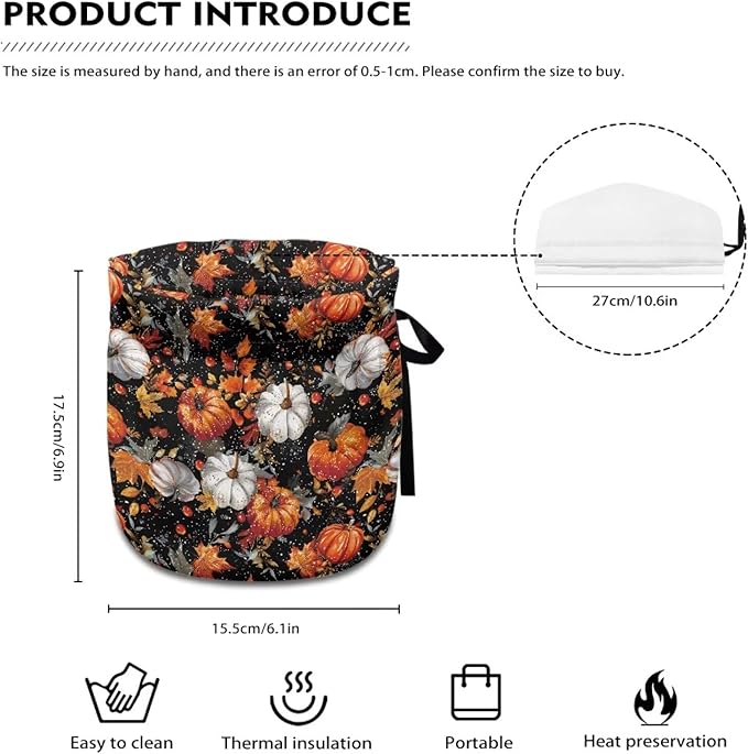 Pumpkin Maple Tea Cozy for Teapot Insulated Soft Tea Kettle Cover for Halloween Day Resuable Tea Pot Cozy for Keeping Warm Kettle Kitchen Dust Cover for All Saints' Eve