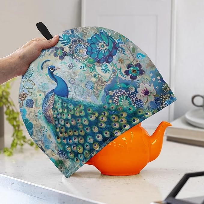 Peacock Tea Cozy for Teapot Insulated Boho Tea Cosy for Teapot Home Decoration Bohemia Tea Cozies Kitchen Accessory Tea Pot Cozy for Keeping Warm