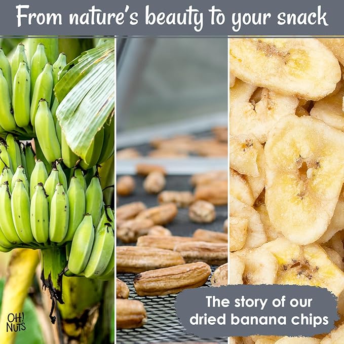 Oh! Nuts Dried Banana Chips - Sweetened Dehydrated Banana Chips - 1 lb - Bulk Bag for Snacking and Baking