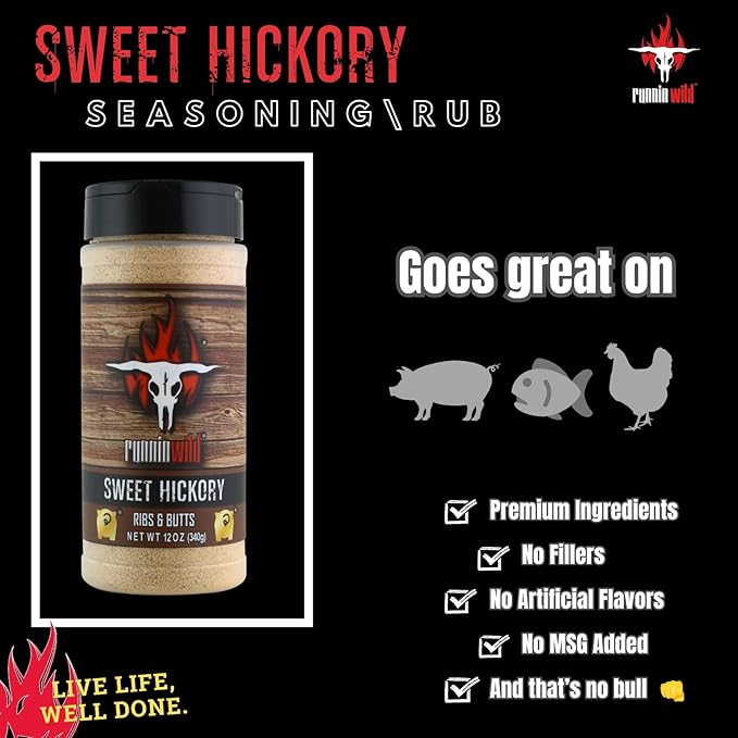 Pork Candy Sweet Hickory Pork Rub Seasoning | Pork Butt Rub, Rib Rub & Chicken Rub | Premium Ingredients | No Artificial Flavors | Runnin Wild Foods, 12 ounces
