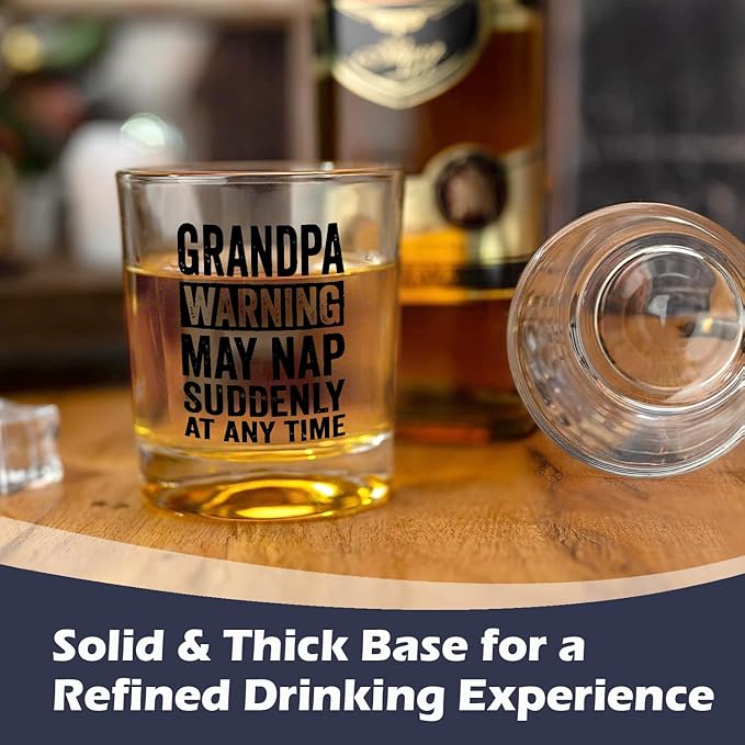 Grandpa Whiskey Glasses 10 oz, Grandpa Gifts for Birthday Christmas, Funny Grandfather Old Fashioned Rocks Glasses for Men Drinking Scotch Bourbon Cocktail Liquor Vodka
