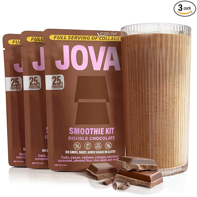 JOVA Double Chocolate Protein Shake | 25g Protein, 11g Fiber, 2g Sugar, 0g Added Sugar | Nutritious, Delicious & Ready in 1 Minute (Gluten-Free, Non-GMO, USA Made), 3-Pack