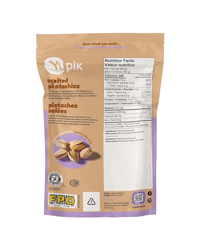 Yupik Roasted Salted Pistachios, In Shell, 6.5 Oz, Gluten-Free, Kosher, Crunchy Pistachios Seasoned with Sea Salted, Healthy Snacks, Protein Nuts, Rich in Fiber
