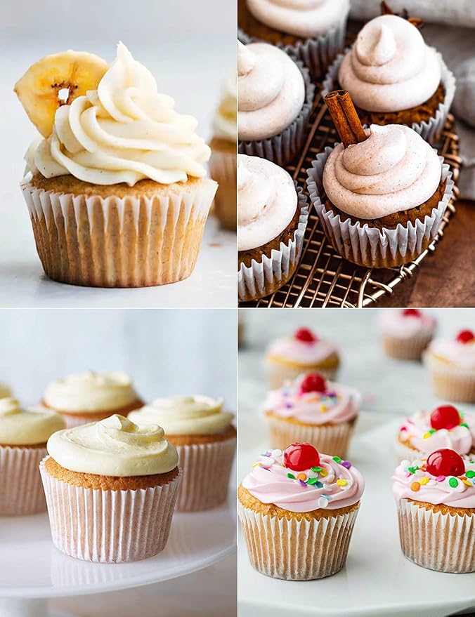 Jumbo White Cupcake Liners Greaseproof Paper 200-Count - Gifbera Odorless Muffin Baking Cups Cupcake Wrappers for Wedding Birthday Celebration Occasion