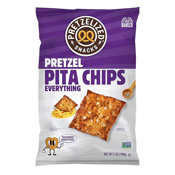 Pretzelized Pretzel Pita 12 Pack Variety - Sea Salt, Everything, Buffalo Pretzelized Snacks Pita Chips MultiPack