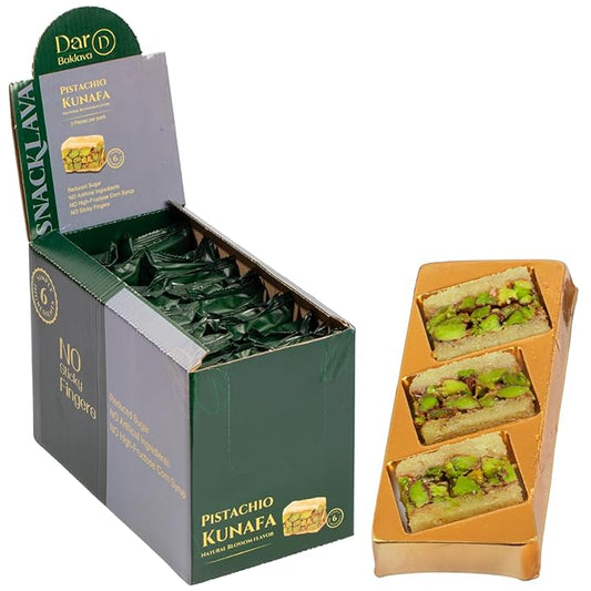 Snacklava Kunafa White Pistachio with Natural Blossom Flavor - 20 Pack (3 Pieces per Pack) - No Artificial Ingredients, Colors or Preservatives