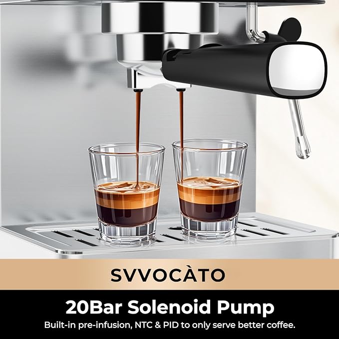 CHULUX Svvoc?ªto Hot & Cool Espresso Machine, 20 Bar Italian Pump, Professional Coffee Machine for Home Latte Cappuccino Espresso Maker, Full Color Touch Panel