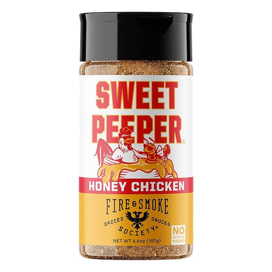 Fire & Smoke Society Sweet Peeper BBQ Rub | BBQ Seasoning for Smoking and Grilling Meat | Poultry, Chicken, Turkey, Dry Rubs and Spices | Honey, Brown Sugar, Paprika & Herbs | M 6.6 oz