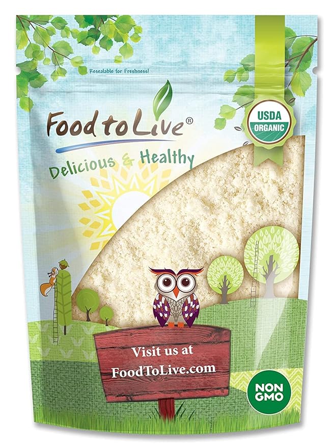Food to Live - Organic Almond Flour, 8 Ounces - Extra Fine Blanched Prime Meal, Non-GMO, Low Carb, Culinary Grade, Kosher, Keto, Paleo and Vegan Super Powder, Bulk