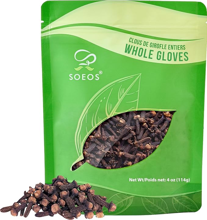 Soeos Whole Cloves 4 oz, Gluten Free, Non GMO, Kosher, Fresh Hand Picked Cloves, Great for Food and Tea