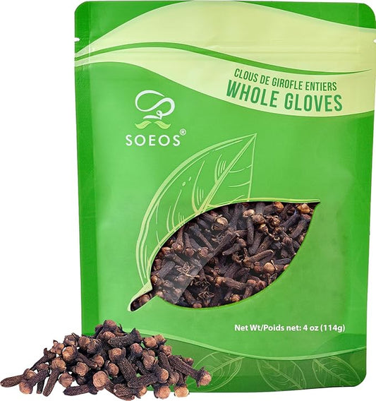 Soeos Whole Cloves 4 oz, Gluten Free, Non GMO, Kosher, Fresh Hand Picked Cloves, Great for Food and Tea