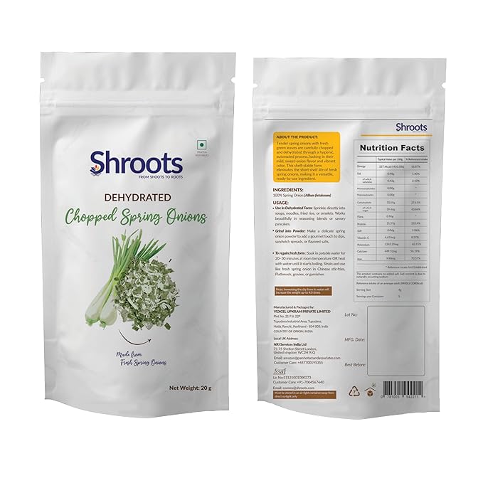 SHROOTS Dehydrated Chopped Spring Onion Flakes Pure Vegetarian No Added Salt Easy Cooking Essential - 0.71 oz, Pack of 1
