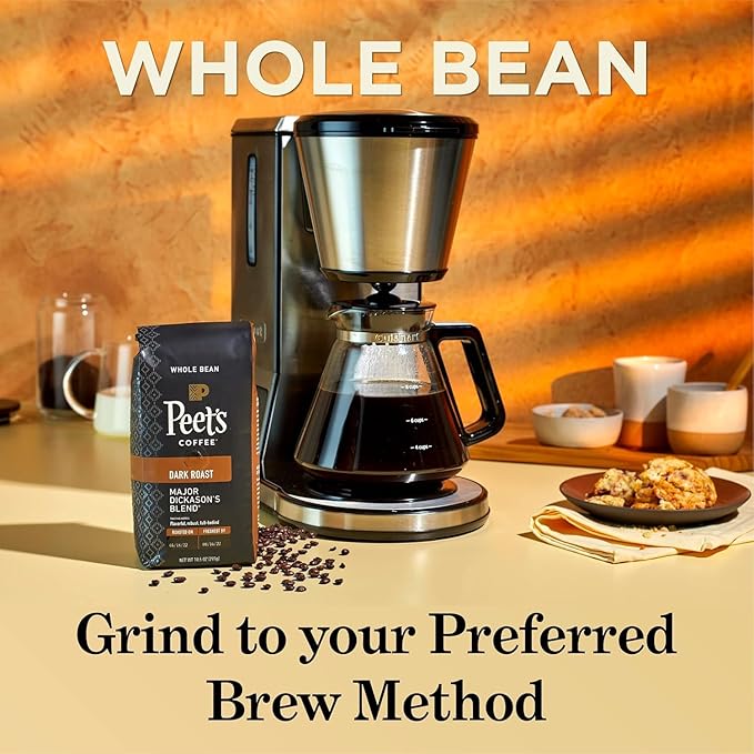 Peet's Coffee, Dark Roast Whole Bean Coffee - Major Dickason's Blend 36 Ounces (2 Bags of 18 Ounces)