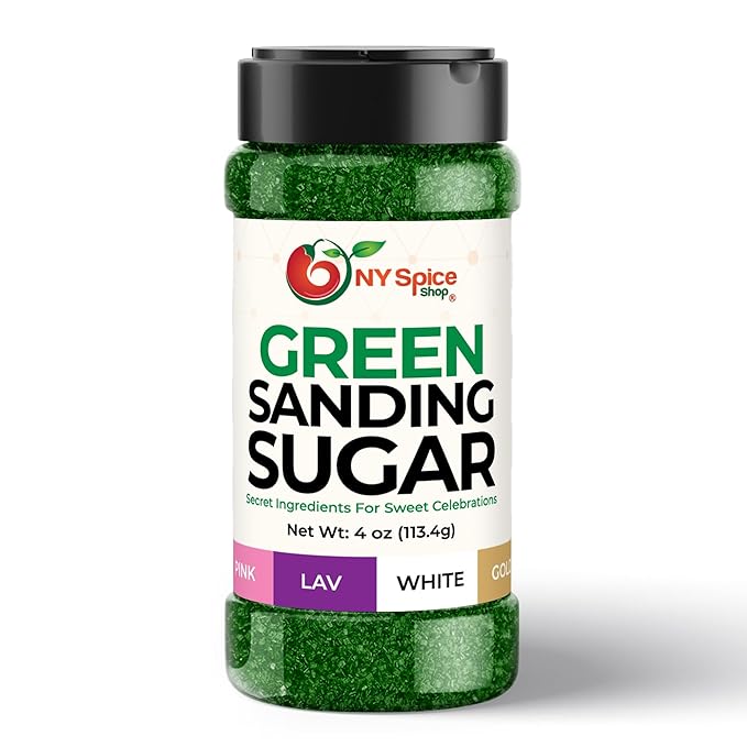 NY Spice Shop Green Sanding Sugar - 4 Ounce Sweet Colorful Edible Sprinkles For Candy Dish - Sugar Sprinkles For Cake Decorating Basket & Dishes