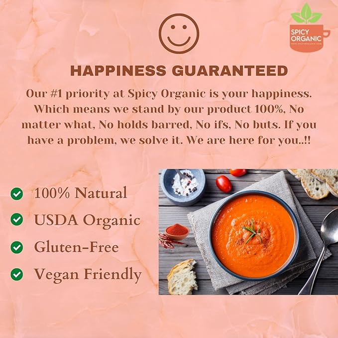 SPICY ORGANIC Red Chili Powder - USDA Certified Organic, Non-GMO - Perfect for adding a smoky, spicy flavor to soups, stews, chili, and more. No Added Preservatives and Color - 45 Servings Per Container, 8Oz (227 grams)