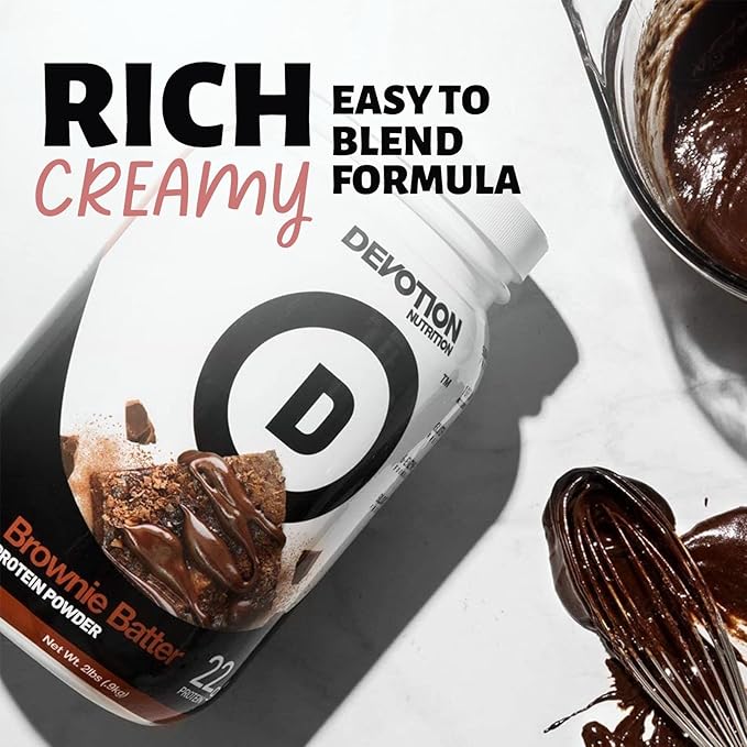 Devotion Nutrition Protein Powder Brownie Batter ??20g Whey Isolate & Casein Protein Blend ??No Added Sugar, Low Carb, Gluten-Free, Keto-Friendly, 1g MCT, Kosher ??2lb Pouch