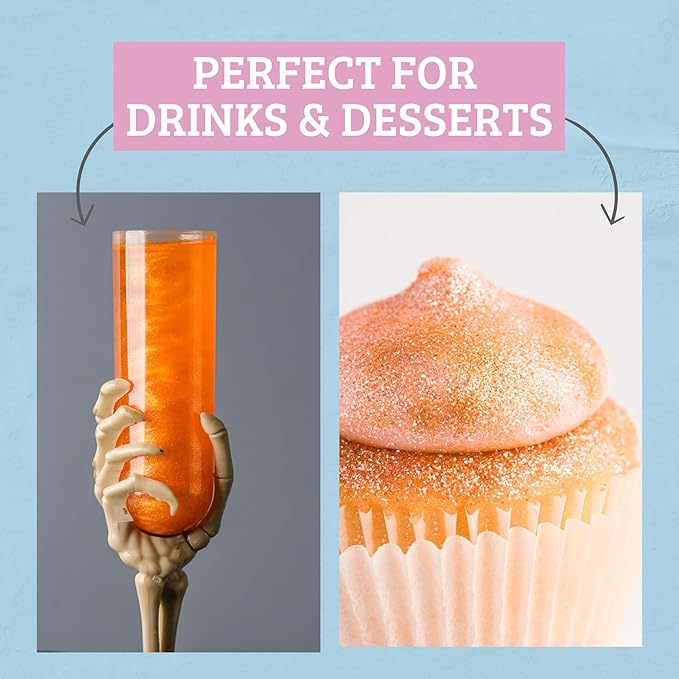 Sweets Indeed Edible Glitter, Perfect for Drinks, Cocktails, Beverages & Cake Decorating, Dessert Cake Topper, 4 grams (Orange Edible Glitter)