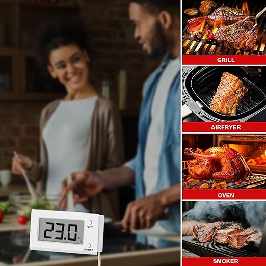 Digital Oven Thermometer with Probe Grill Meat Thermometer up to 572°F/300°C, Oven Thermometer Roasting for Barbecue Accessories for Kitchen, Roasting, Grill, Pizza