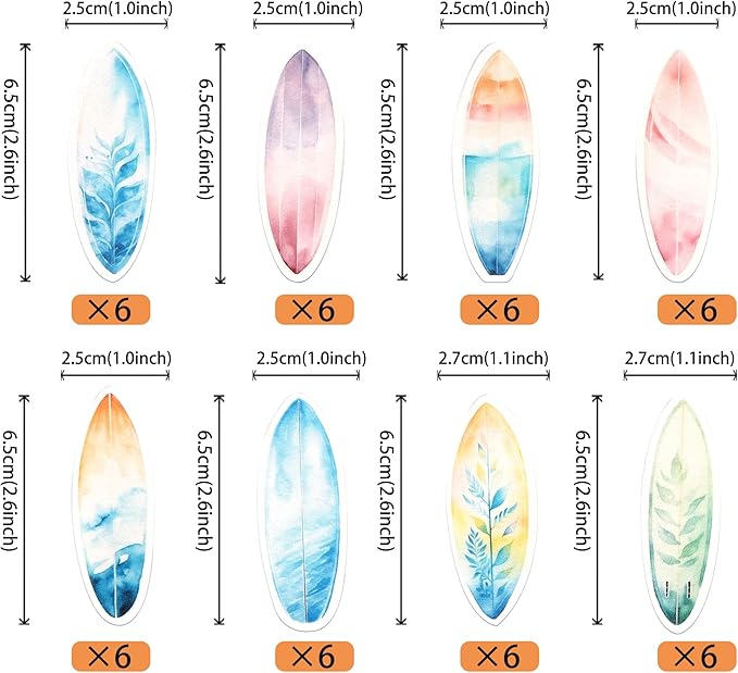 60 Pack Edible Surfboard Cupcake Toppers Wafer Paper Surfboard Palm Tree Coconuts Cupcake Picks Holiday Beach Surf Cake Decorations for Summer Beach Theme Birthday Party Supplies