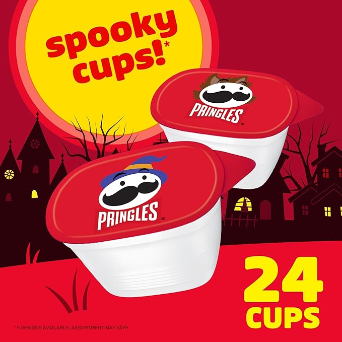 Pringles Potato Crisps Chips, Halloween Snacks, Trick or Treat, Snack Stacks, Original, 16oz Box (24 Cups)