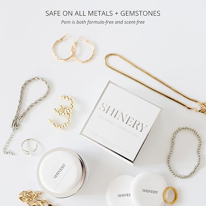 Illuminating Pom Tarnish Eraser - Formula-Free Sterling Silver Polisher, Non-Toxic Jewelry Cleaner Cloth Alternative, Chic Storage Jar, Safe All Metals