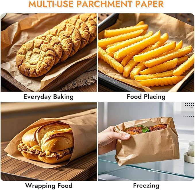 BYKITCHEN 12 x 16 Inch Parchment Paper Sheets, Non-Stick Precut Unbleached Baking Parchment Paper for Oven, Air Fryer, Grilling, Cooking & Steaming Bread Cake Cookie, Fit for Half Sheet Pans (120pcs)