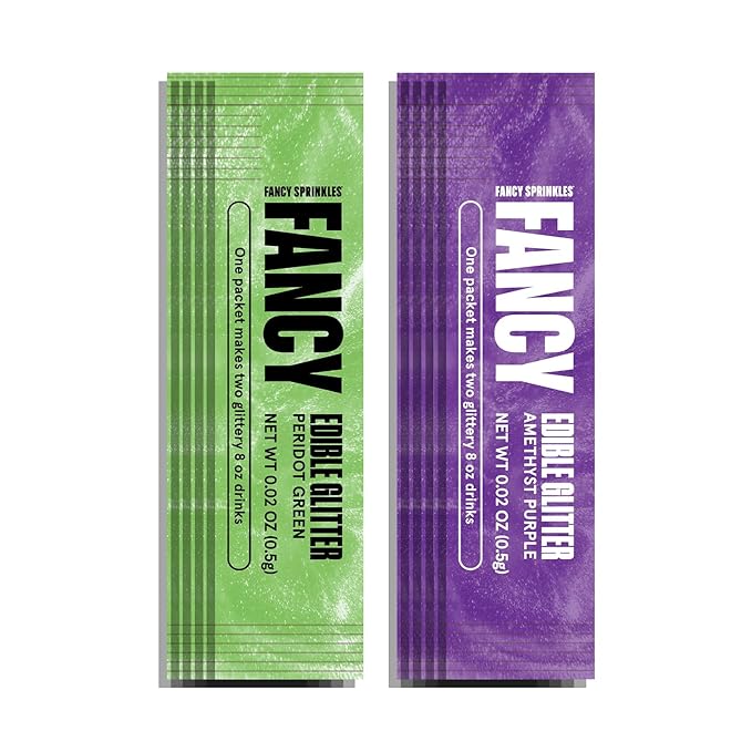 Fancy Sprinkles Limited Edition Halloween Frankenshine Edible Glitter Packets Portable & On-The-Go for Sparkling Drinks, Champagne, Cocktails, Wine, Beer, & more. (2 Pack)