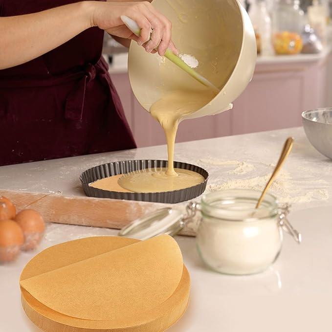 8 Inch Parchment Paper Rounds,200Pcs Non-Stick Unbleached Baking Parchment Rounds for Air Fryer,Round Cake Pan, Springform Pan, Tortilla Press and More