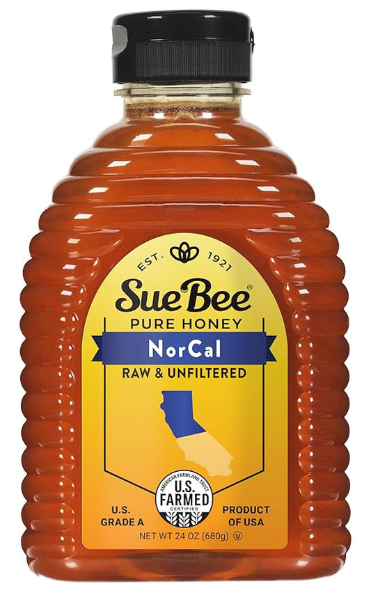 Sue Bee Regional Northern California Honey, Strained, Unfiltered USA Beekeeper-Owned Co-op, 24 oz (Packaging May Vary)
