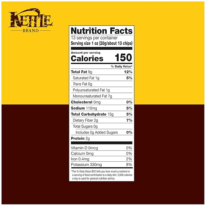 Kettle Brand Potato Chips, Sea Salt Kettle Chips, 13 Oz (Pack of 2)