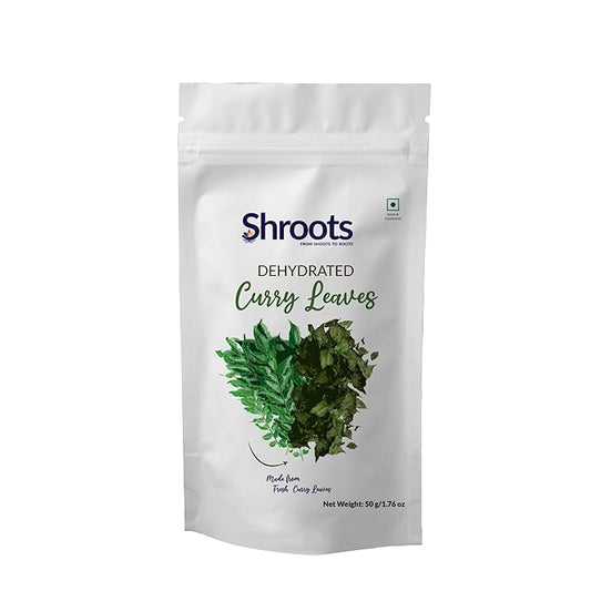 SHROOTS Dehydrated Curry Leaves Pure Vegetarian Gluten-Free No Added Salt Flavorful Kitchen Essential Machine Dried Vegetables with Natural Aroma Perfect for Everyday Cooking - 1.76 oz, Pack of 1