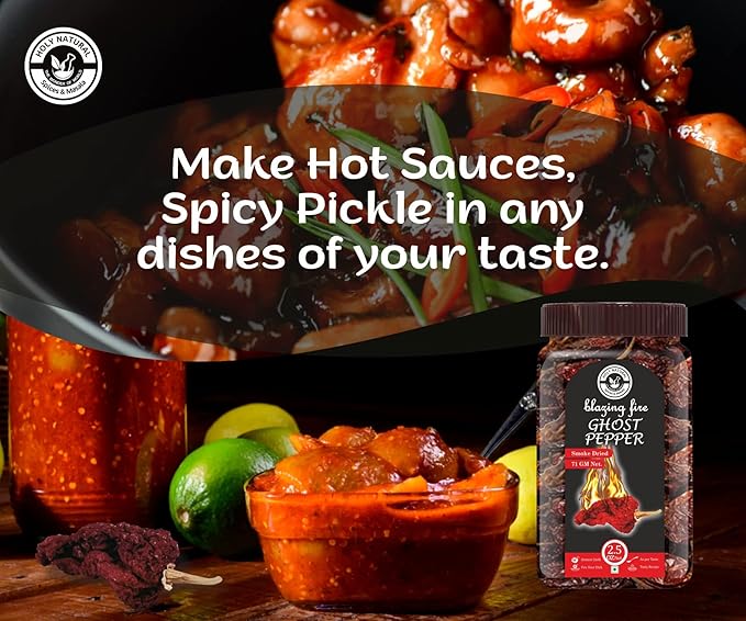 Ghost Pepper Chili Whole (Bhut Jolokia Chili/Ghost Pepper Pod) ??2.5 oz/71 gm, 100% Pure, Smoked, Hottest & Spicy Chili of the world, Add Unique, Delicious, and Smoky Flavour to Your Favourite Dishes