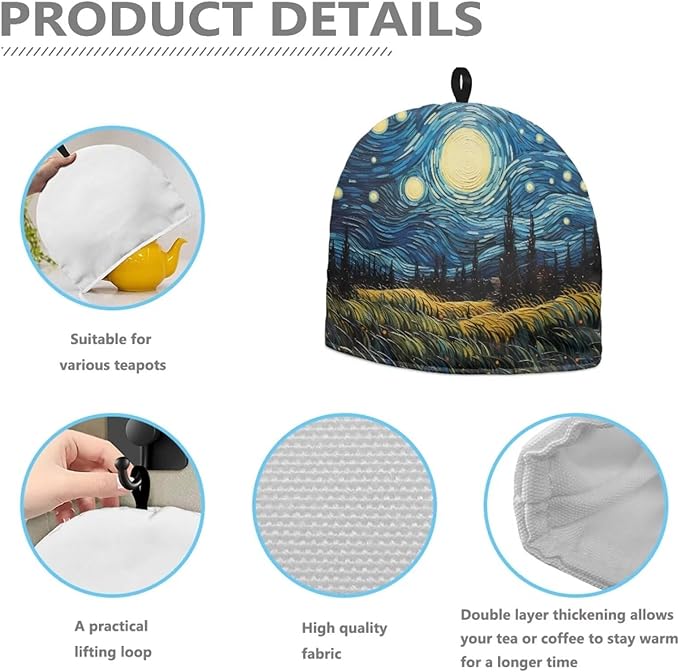Generic Hudotybom Starry Sky Tea Cozy for Teapot Insulated Large Teapot Cover to Keep Warm Tea Kettle Cover Machine Washable Coffee Pot Cloth Covers Kitchen Home Decorations, CZA49