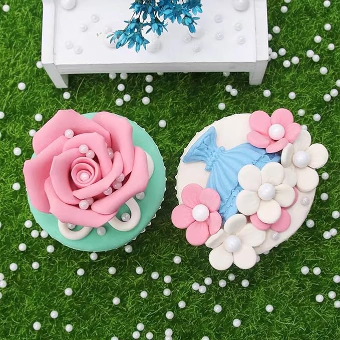 Sentovac White Nonpareils Sprinkles Edible 2mm Mini Peals Cake Decorating Sugar Candy Cookie Cake Cupcake Topper Ice Cream Baking Decorations Halloween Christmas Valentines Wedding Supplies