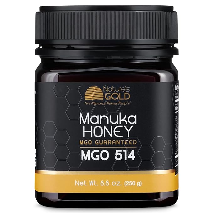 Nature’s Gold Raw Manuka Honey, MGO 514+ | Authentic MGO, Australian Honey, Non-GMO, 100% Pure Genuine Traceable from Hive to Home