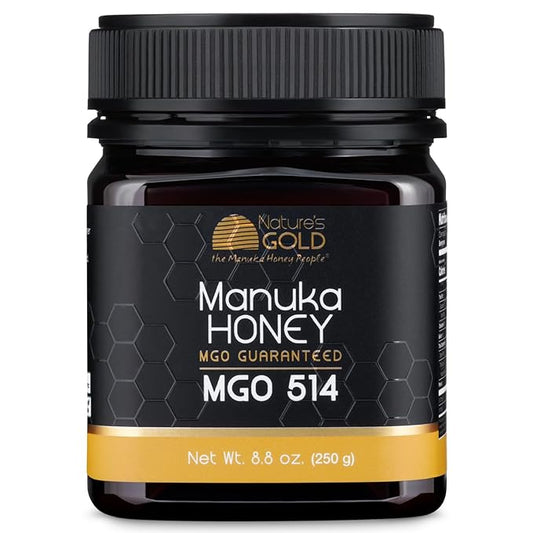 Nature’s Gold Raw Manuka Honey, MGO 514+ | Authentic MGO, Australian Honey, Non-GMO, 100% Pure Genuine Traceable from Hive to Home
