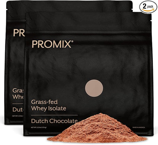 ProMix Nutrition Whey Protein Isolate Powder, Chocolate - Grass-Fed - 짯Post Workout Fitness & Nutrition Shakes, Smoothies, Baking & Cooking Recipes - Gluten-Free & Keto-Friendly - 5lb