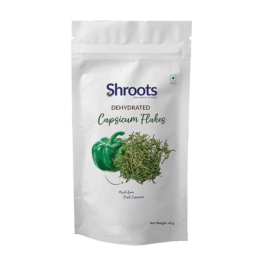 SHROOTS Green Dehydrated Bell Pepper Flakes ??Dried Capsicum Vegetable for for Soup Mix, Kosher, Gluten Free, Non GMO Everyday Cooking Essentials Emergency Food Supply No Added Salt, Camping & Hiking Meals, 1.59 oz, Pack of 1