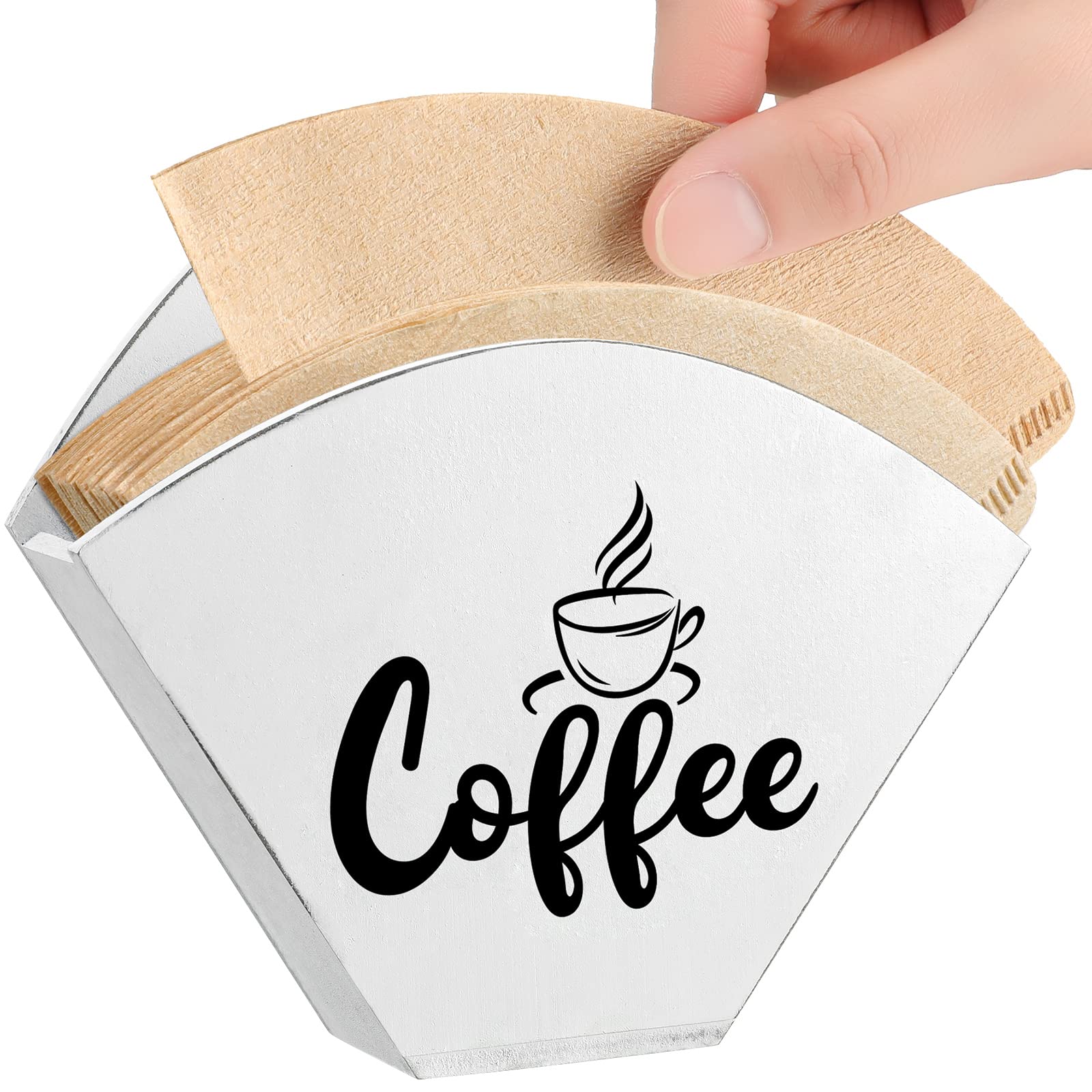 Yalikop Cone Coffee Filter Holder Farmhouse Filter Storage Container Wall-mount Vintage Paper