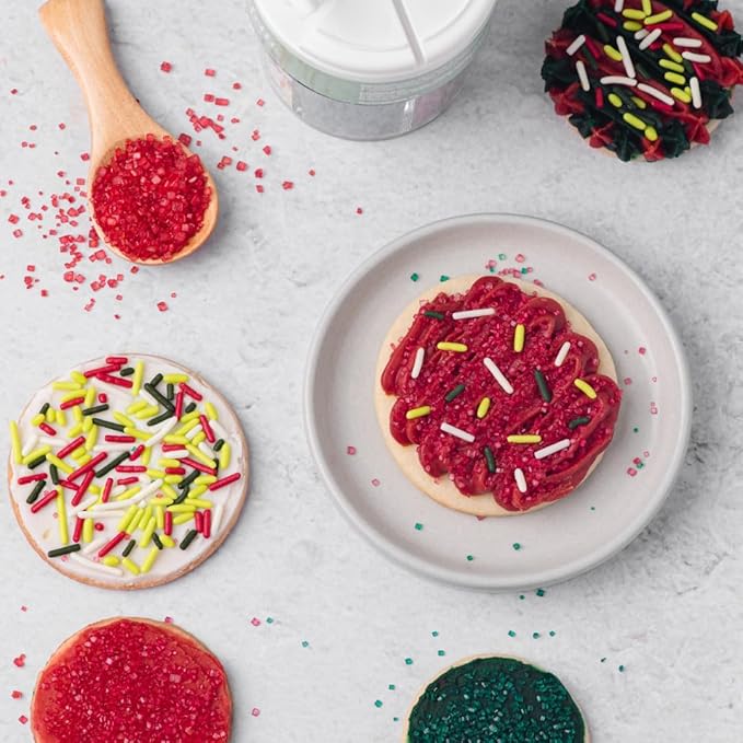 Sweets Indeed Sprinkles 6 Cell Edible Sprinkle Mix Jimmies Perfect for Cake Decorations Baking Ice Cream Cookies Cupcake Topper (Christmas)