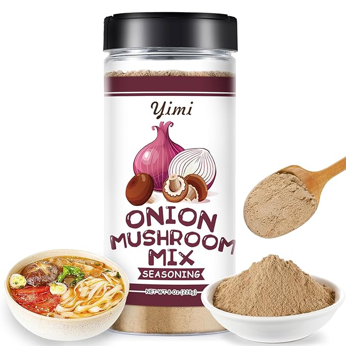Yimi Onion and Mushroom Seasoning Mix, Umami Flavor, Finely Ground Powder for Soups, Stews, and Sauces and More, 8 oz