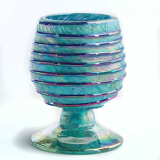 Authentic Mexican Tequila Hand Blown Shot Glasses - Set of 4-2 oz - Mini Glass Snifters - Heavy Base - Cognac (Sapphire Spiral)