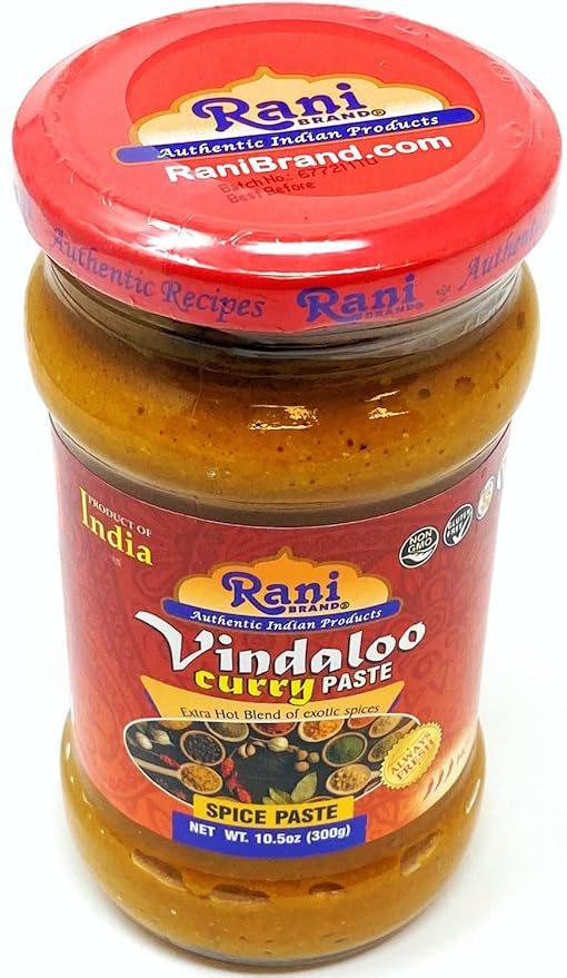 Rani Vindaloo Curry Cooking Spice Paste, Hot! 10.5oz (300g) Glass Jar, Pack of 5+1 FREE ~ No Colors | All Natural | NON-GMO | Kosher | Vegan | Gluten Free | Indian Origin