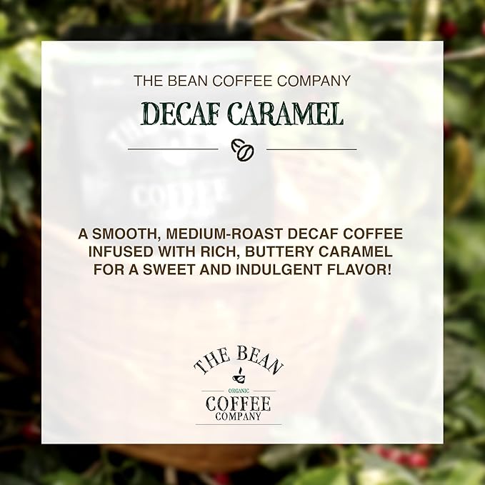 The Bean Organic Coffee Company Water Processed DECAF Caramel, Medium Roast, Whole Bean Coffee, 5-Pound Bag