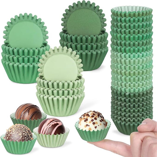Whaline 600Pcs Mini Sage Green Cupcake Liners Gradient Green Wedding Baking Cups Cupcake Wrappers Muffin Liners for Baby Shower Wedding Bridal Showers Birthday Party Decorations
