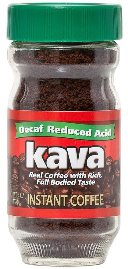 Kava Decaf Acid Reduced Instant Coffee, 4 Ounce Jar (Pack of 1)