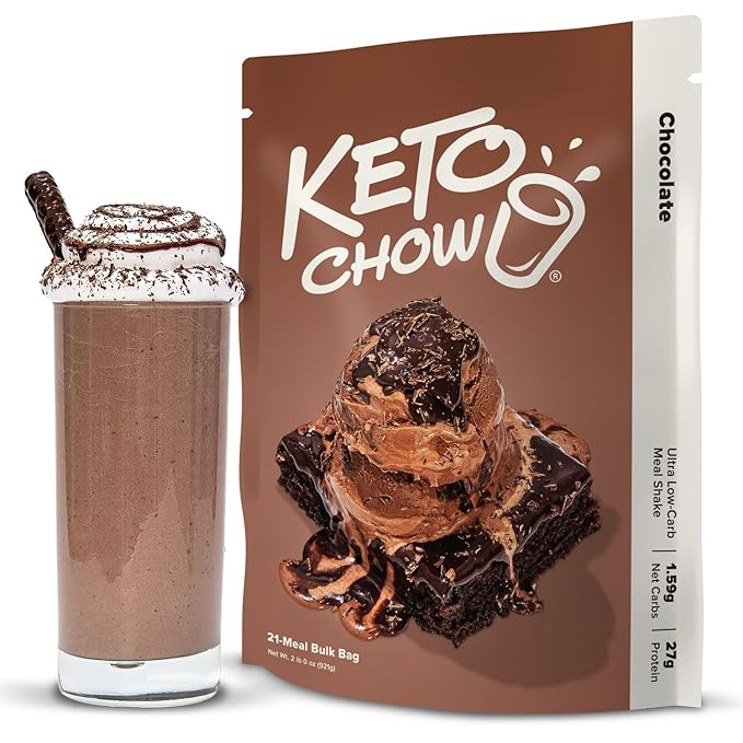 Keto Chow Chocolate | Keto Meal Replacement Shake Powder | Nutritionally Complete | Low Carb | Delicious Easy Meal Substitute | Protein Rich You Choose The Fat | 21 Meal Serving
